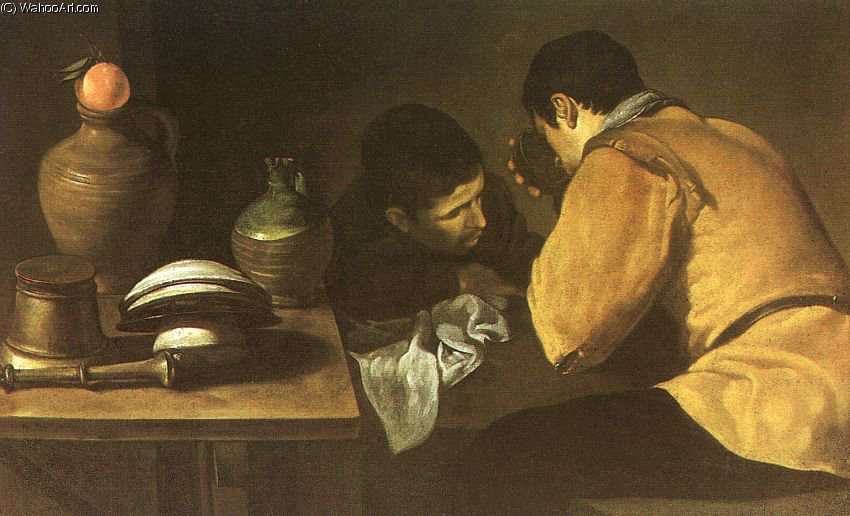 WikiOO.org - Encyclopedia of Fine Arts - Malba, Artwork Diego Velazquez - Two Men at a Table