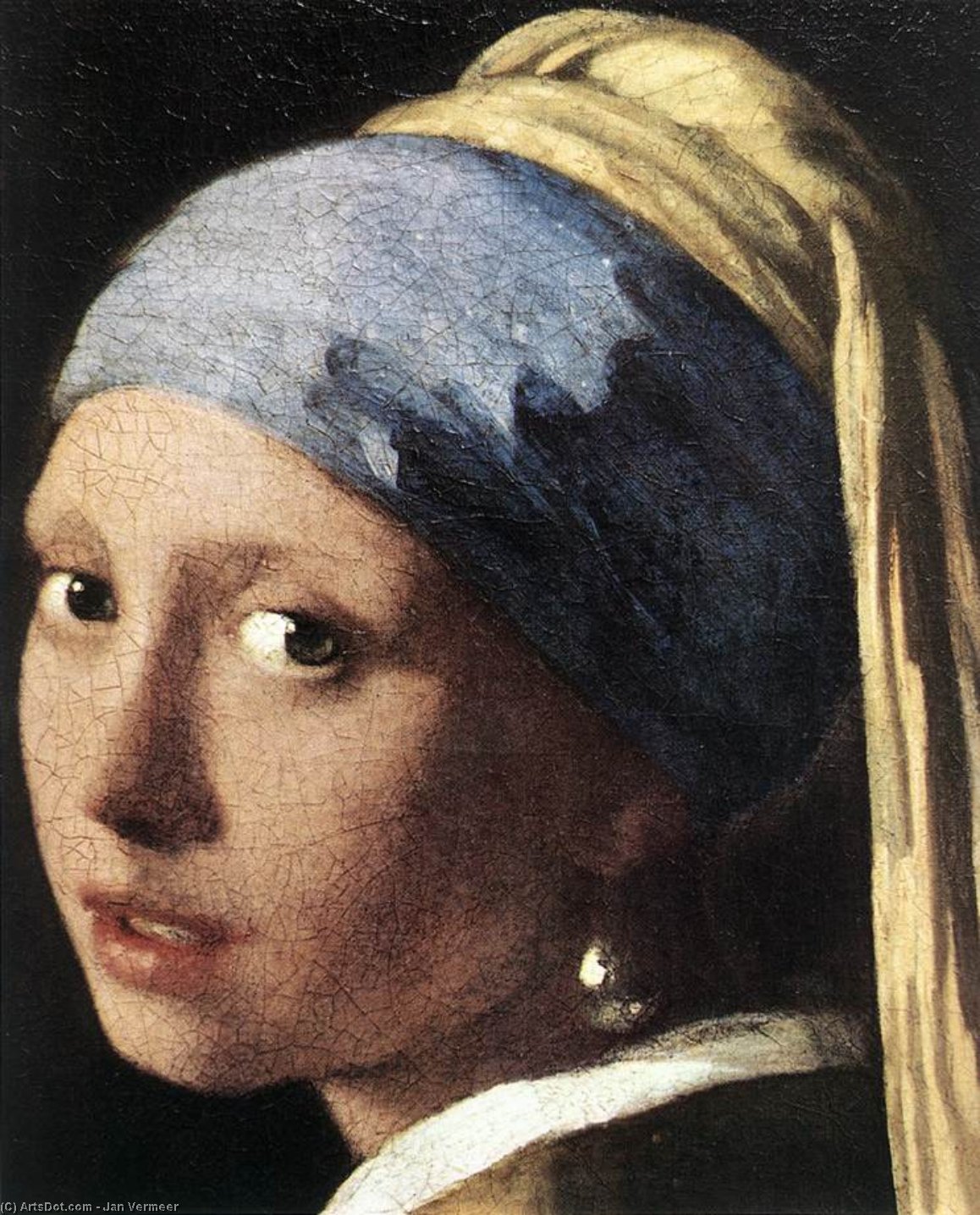 Wikoo.org - موسوعة الفنون الجميلة - اللوحة، العمل الفني Jan Vermeer - Girl with a Pearl Earring (detail)2