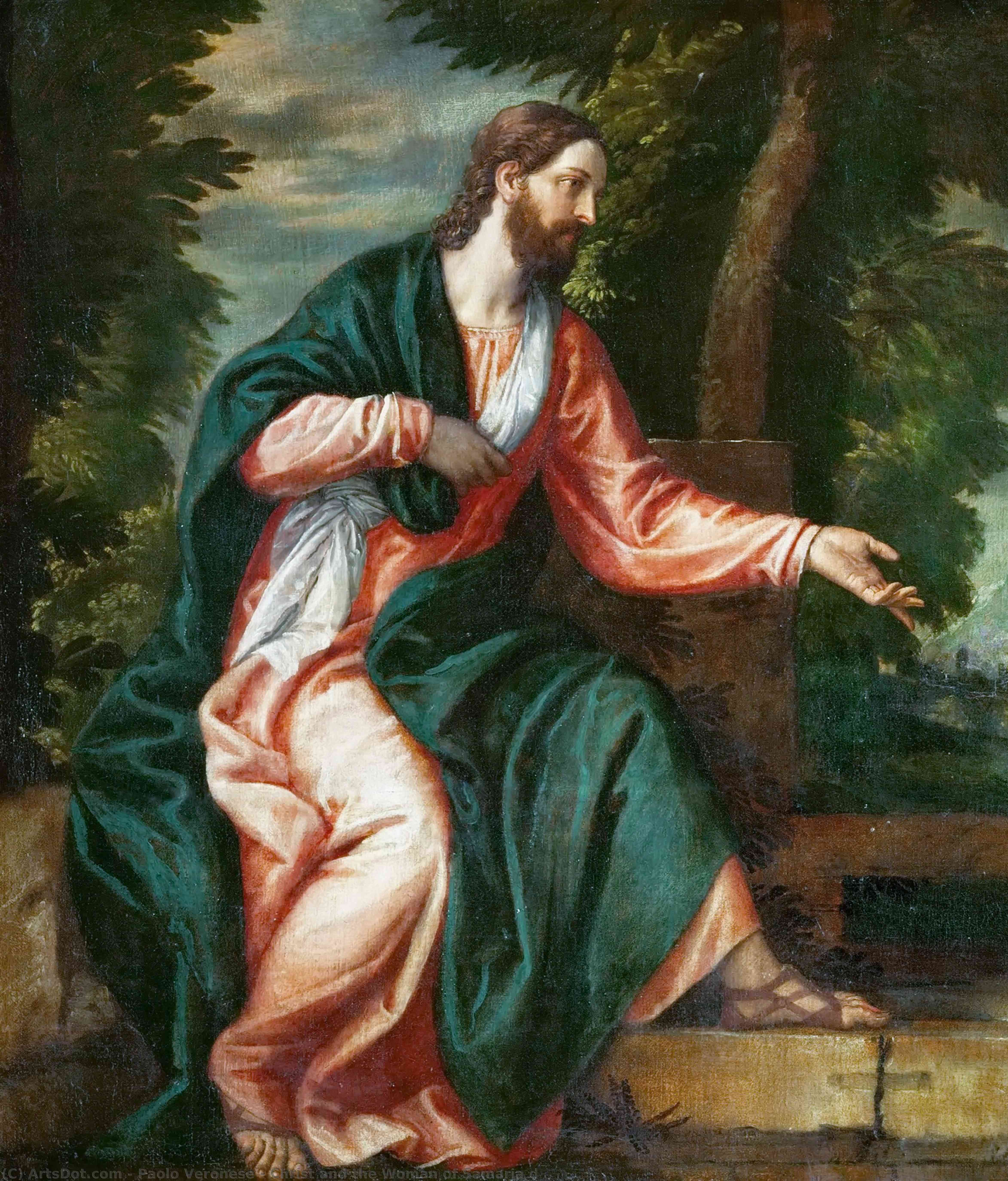 Wikioo.org – La Enciclopedia de las Bellas Artes - Pintura, Obras de arte de Paolo Veronese - Cristo y el Mujer de Samaria re