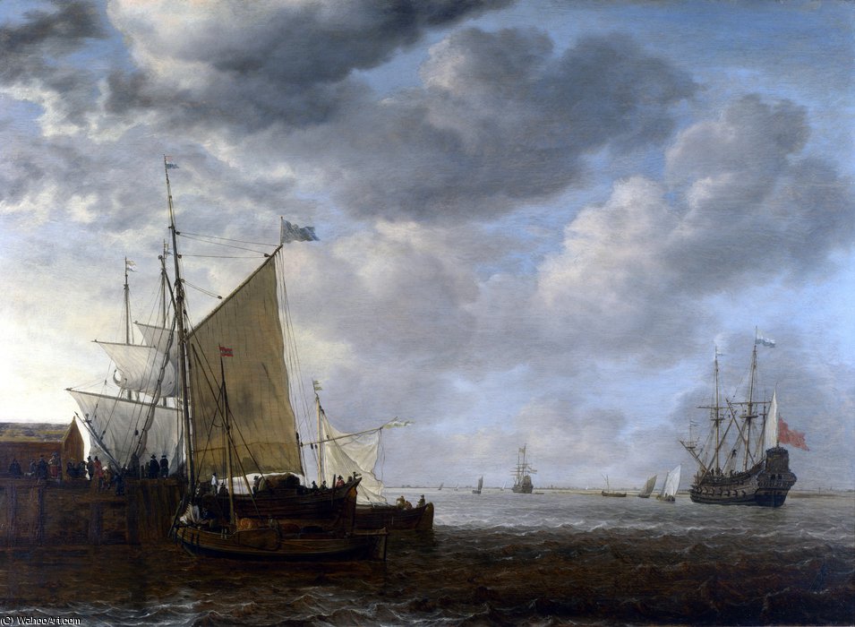 Wikioo.org - The Encyclopedia of Fine Arts - Painting, Artwork by Simon Jacobsz De Vlieger - A View of an Estuary