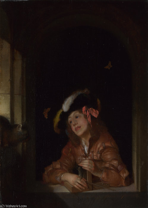 WikiOO.org - Enciklopedija dailės - Tapyba, meno kuriniai Adriaen Van Der Werff - A Boy with a Mousetrap