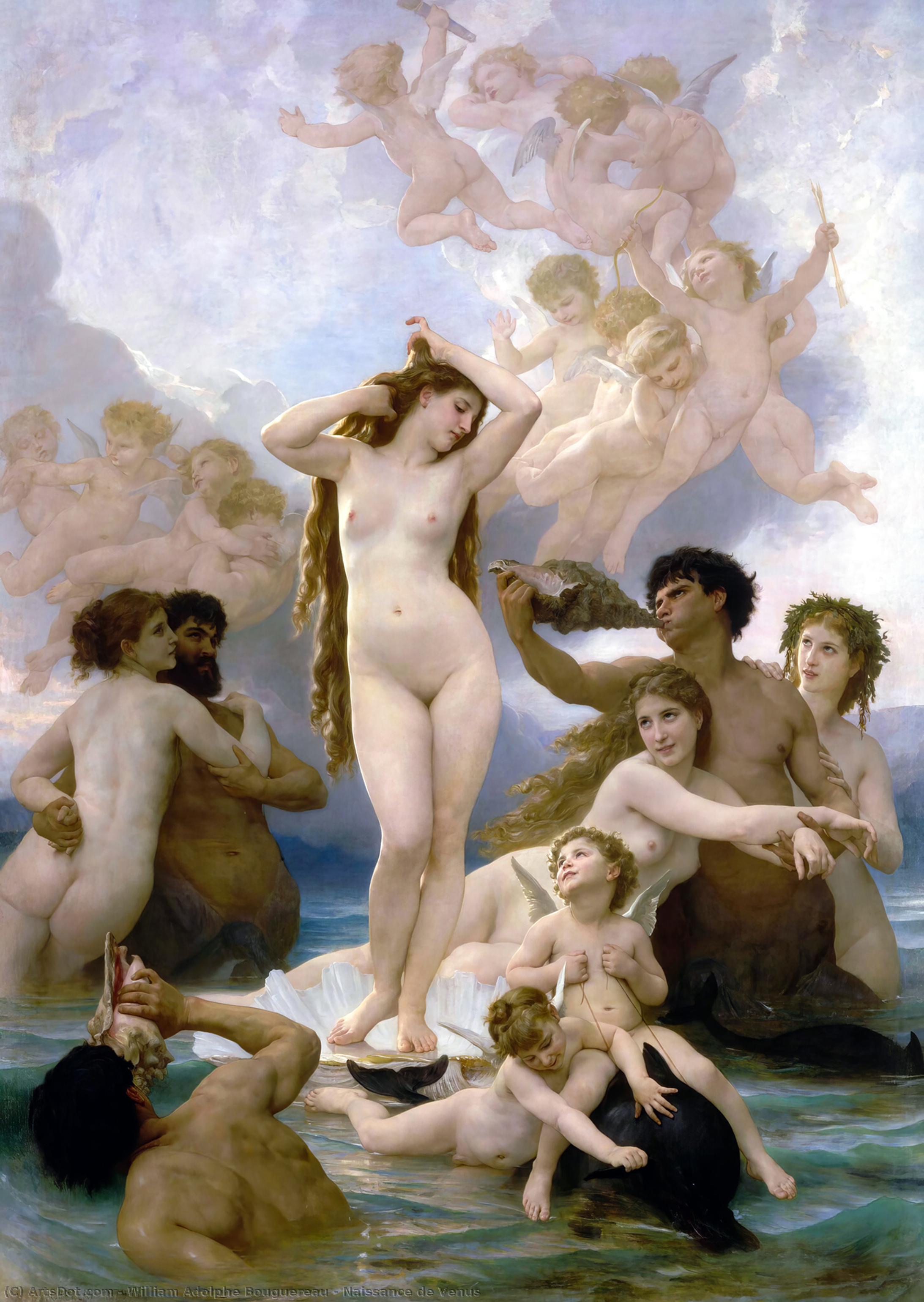 Wikoo.org - موسوعة الفنون الجميلة - اللوحة، العمل الفني William Adolphe Bouguereau - Naissance de Venus