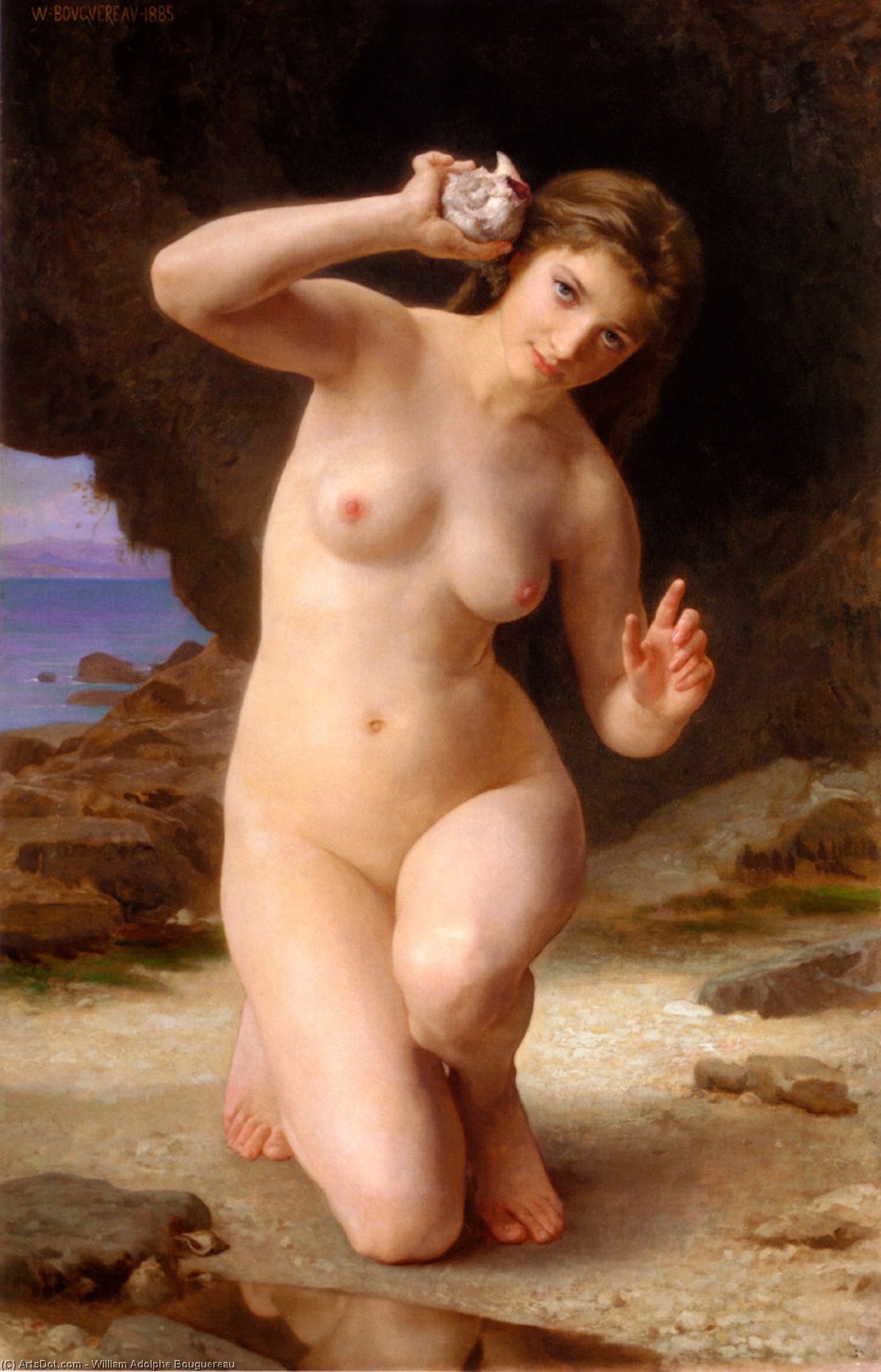 Wikioo.org - The Encyclopedia of Fine Arts - Painting, Artwork by William Adolphe Bouguereau - FemmeAuCoquillage