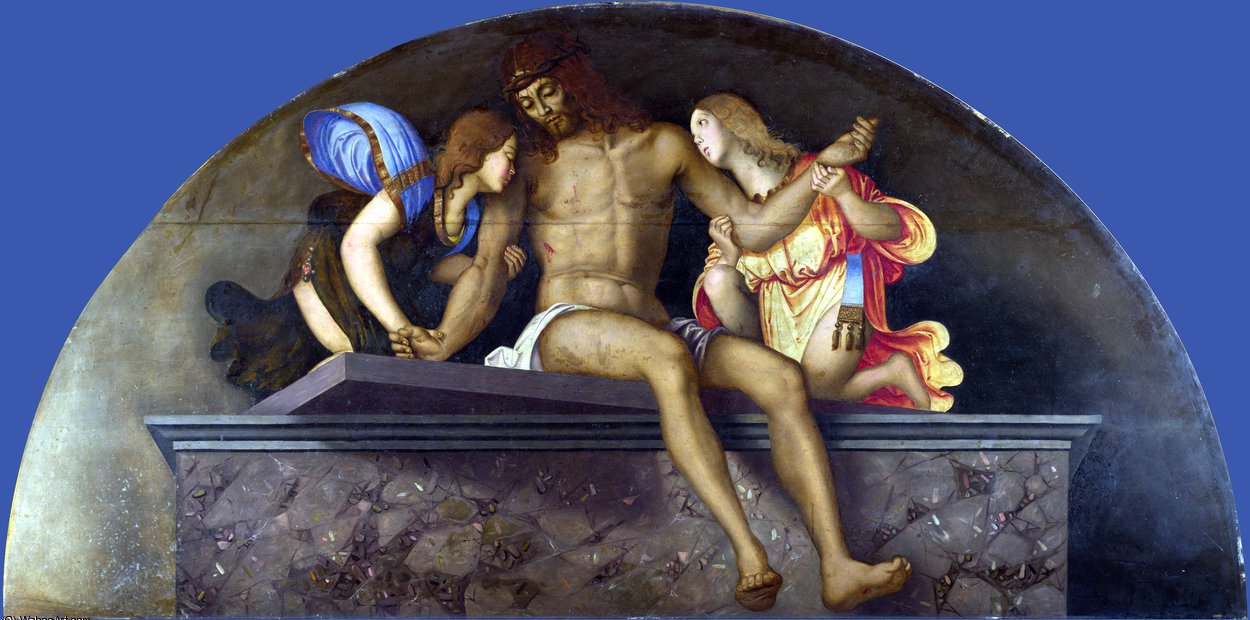 Wikioo.org - The Encyclopedia of Fine Arts - Painting, Artwork by Francesco Di Bosio Zaganelli - The Dead Christ with Angels