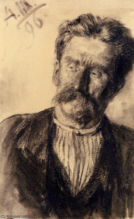 Wikioo.org - The Encyclopedia of Fine Arts - Painting, Artwork by Adolph Menzel - Adolf friedrich head of a man