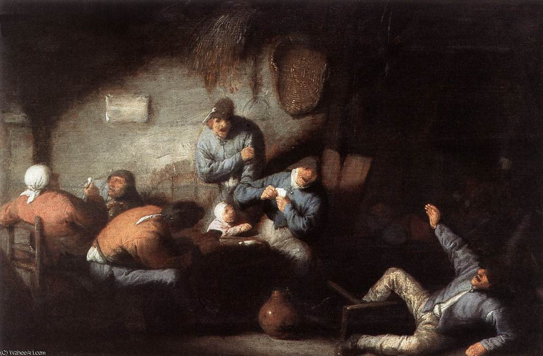 Wikioo.org - The Encyclopedia of Fine Arts - Painting, Artwork by Adriaen Van Ostade - Inn Scene