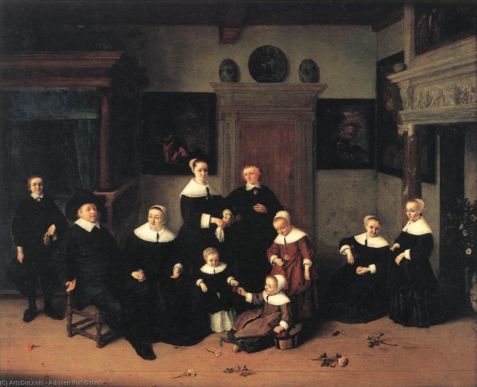 Wikioo.org - The Encyclopedia of Fine Arts - Painting, Artwork by Adriaen Van Ostade - Portrait Of A Family