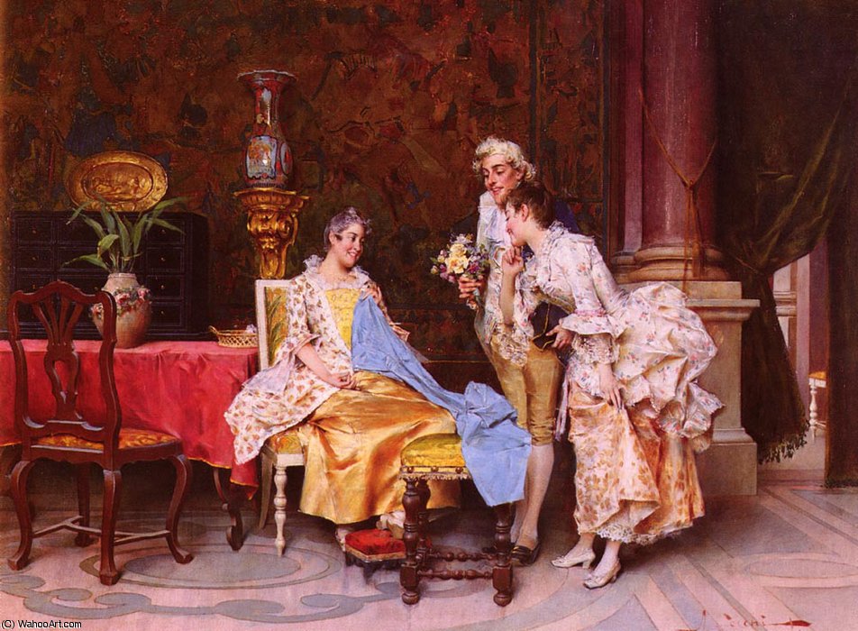 Wikioo.org - The Encyclopedia of Fine Arts - Painting, Artwork by Adriano Cecchi - At the dressmakers