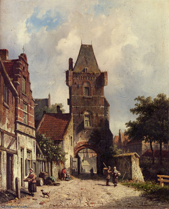 Wikioo.org - The Encyclopedia of Fine Arts - Painting, Artwork by Adrianus Eversen - In the village