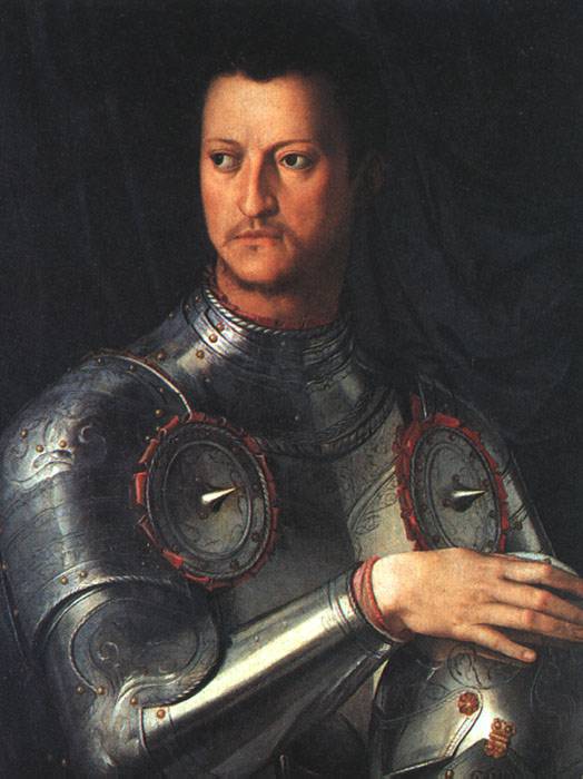 Wikioo.org - The Encyclopedia of Fine Arts - Painting, Artwork by Agnolo Bronzino - Cosimo de medici in armour