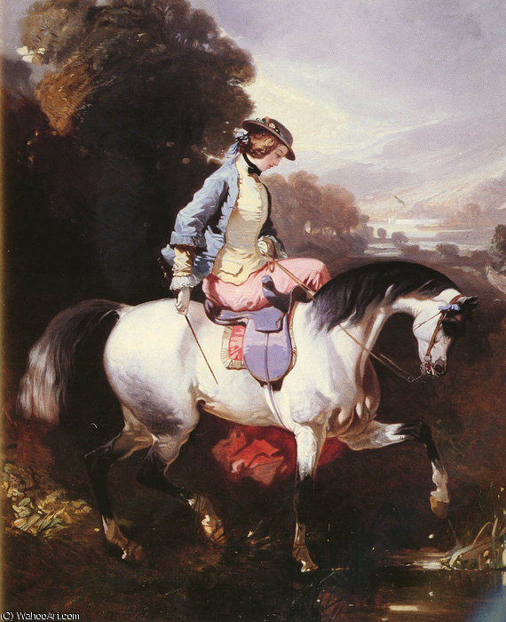 Wikioo.org - The Encyclopedia of Fine Arts - Painting, Artwork by Alfred De Dreux - An elegant equestrienne