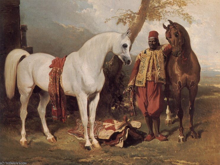 Wikioo.org - The Encyclopedia of Fine Arts - Painting, Artwork by Alfred De Dreux - The Mounts of Abd El Kader