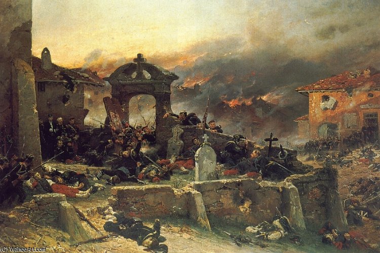 Wikioo.org - The Encyclopedia of Fine Arts - Painting, Artwork by Alphonse Marie Adolphe De Neuville - The Cemetery at St Privat