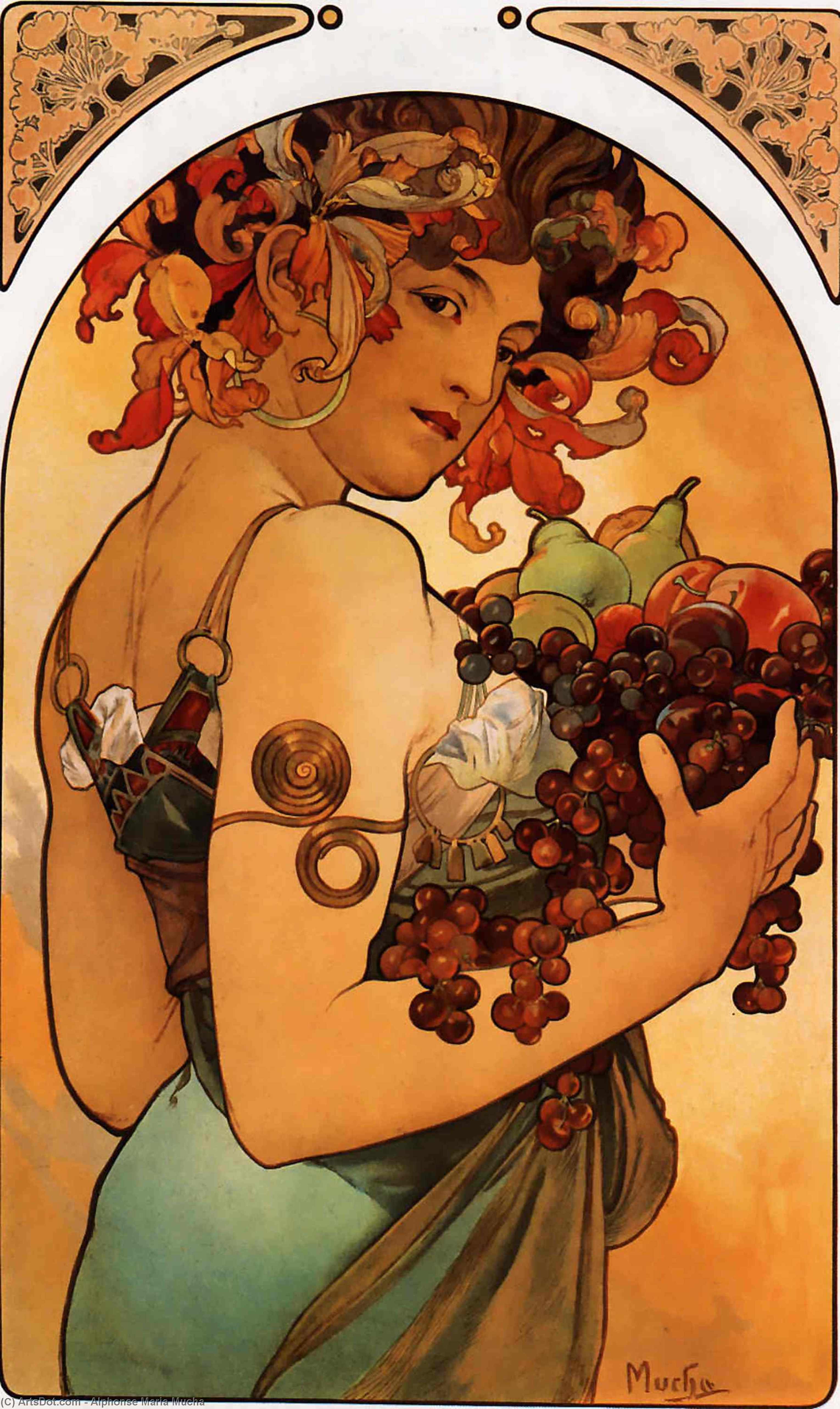 Wikioo.org - The Encyclopedia of Fine Arts - Painting, Artwork by Alphonse Maria Mucha - Fruit litho