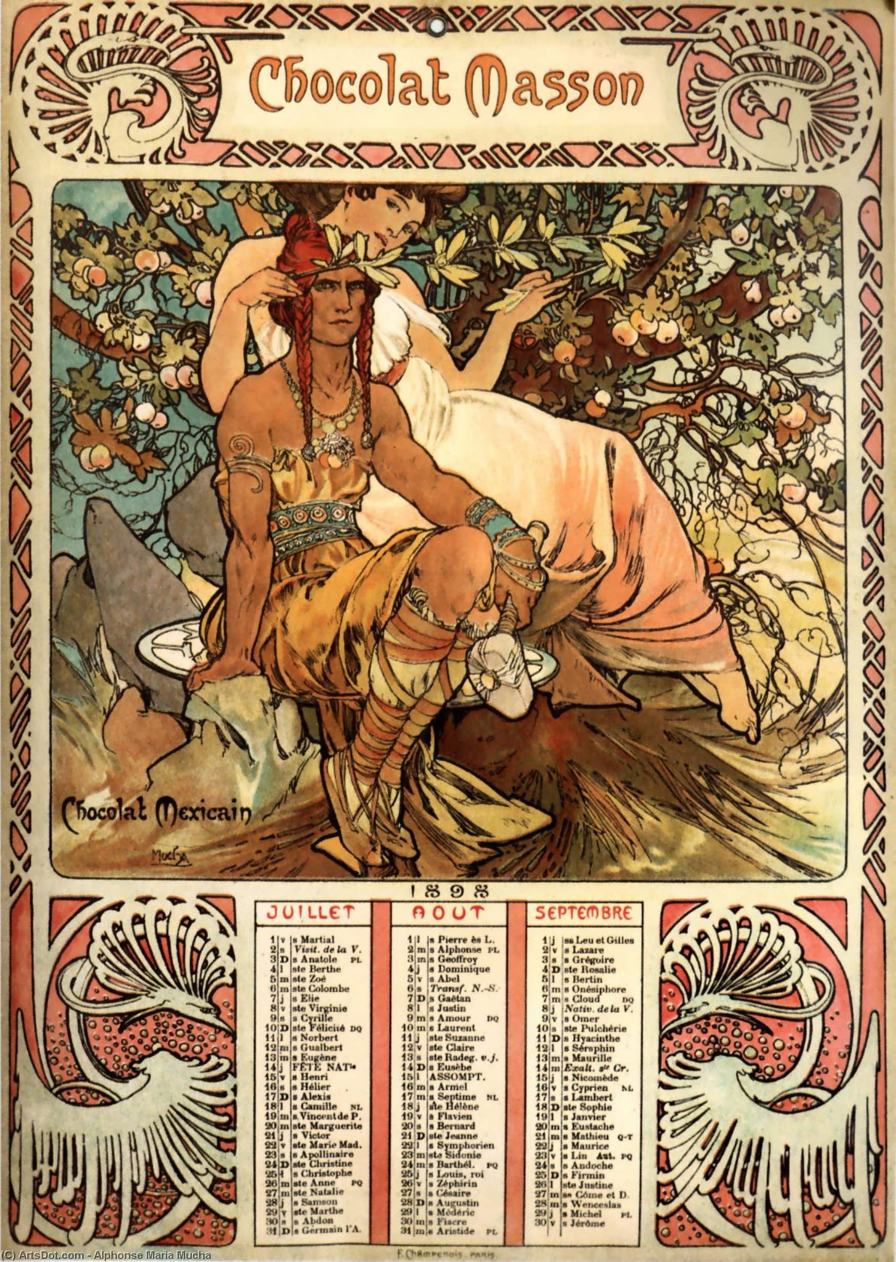 Wikioo.org - The Encyclopedia of Fine Arts - Painting, Artwork by Alphonse Maria Mucha - Manhood calendar