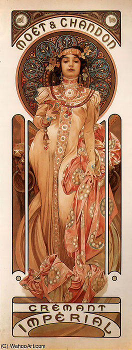 Wikioo.org - The Encyclopedia of Fine Arts - Painting, Artwork by Alfons Maria Mucha - Moet and Chandon Cremant Imperial