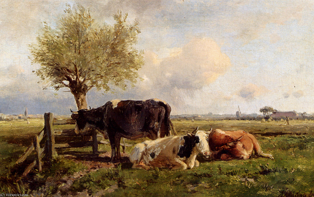 Wikoo.org - موسوعة الفنون الجميلة - اللوحة، العمل الفني Anton Mauve - Resting cows