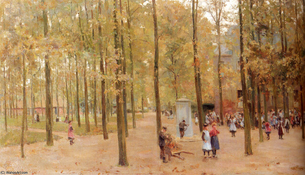 Wikioo.org - The Encyclopedia of Fine Arts - Painting, Artwork by Anton Mauve - The brink in laren with children playing