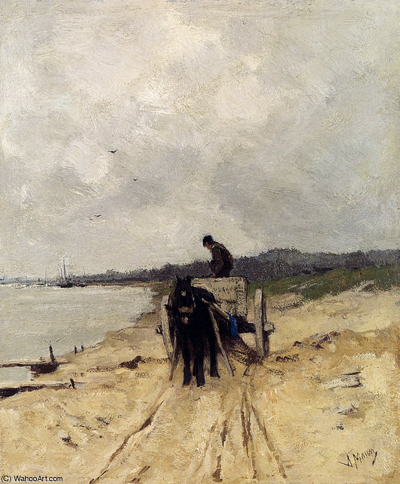 Wikioo.org - The Encyclopedia of Fine Arts - Painting, Artwork by Anton Mauve - The sand cart