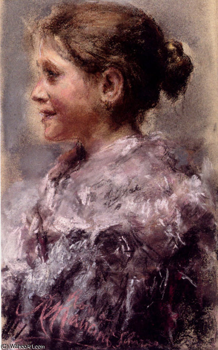 WikiOO.org - אנציקלופדיה לאמנויות יפות - ציור, יצירות אמנות Antonio Mancini - Portrait of