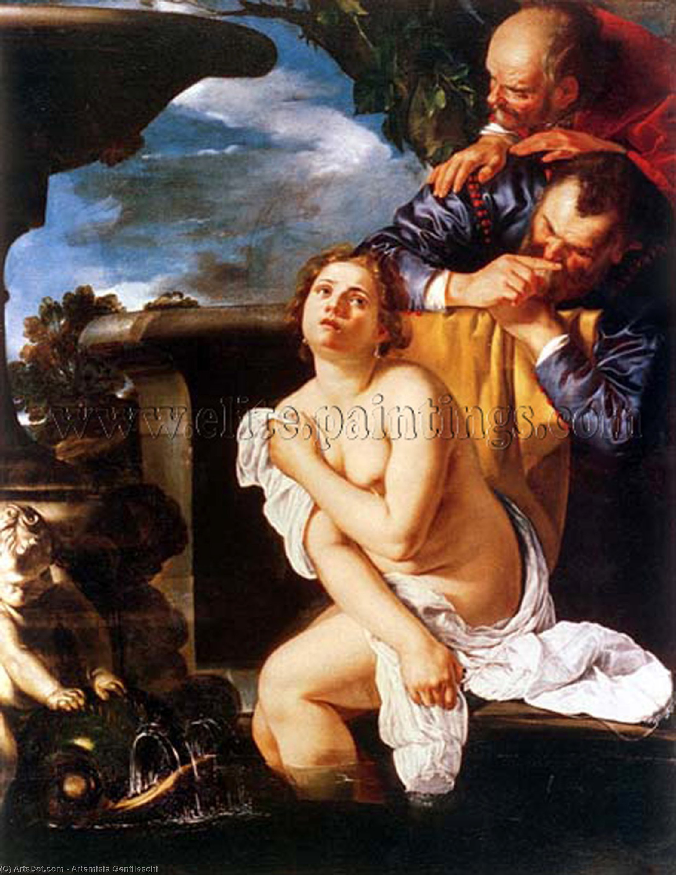Wikioo.org - The Encyclopedia of Fine Arts - Painting, Artwork by Artemisia Gentileschi - Artemisa Susanna ei vecchioni