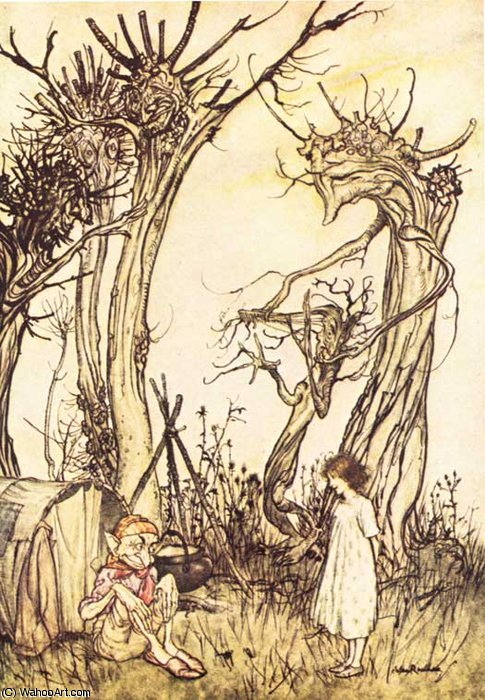 Wikioo.org - The Encyclopedia of Fine Arts - Painting, Artwork by Arthur Rackham - Man in the wilderness