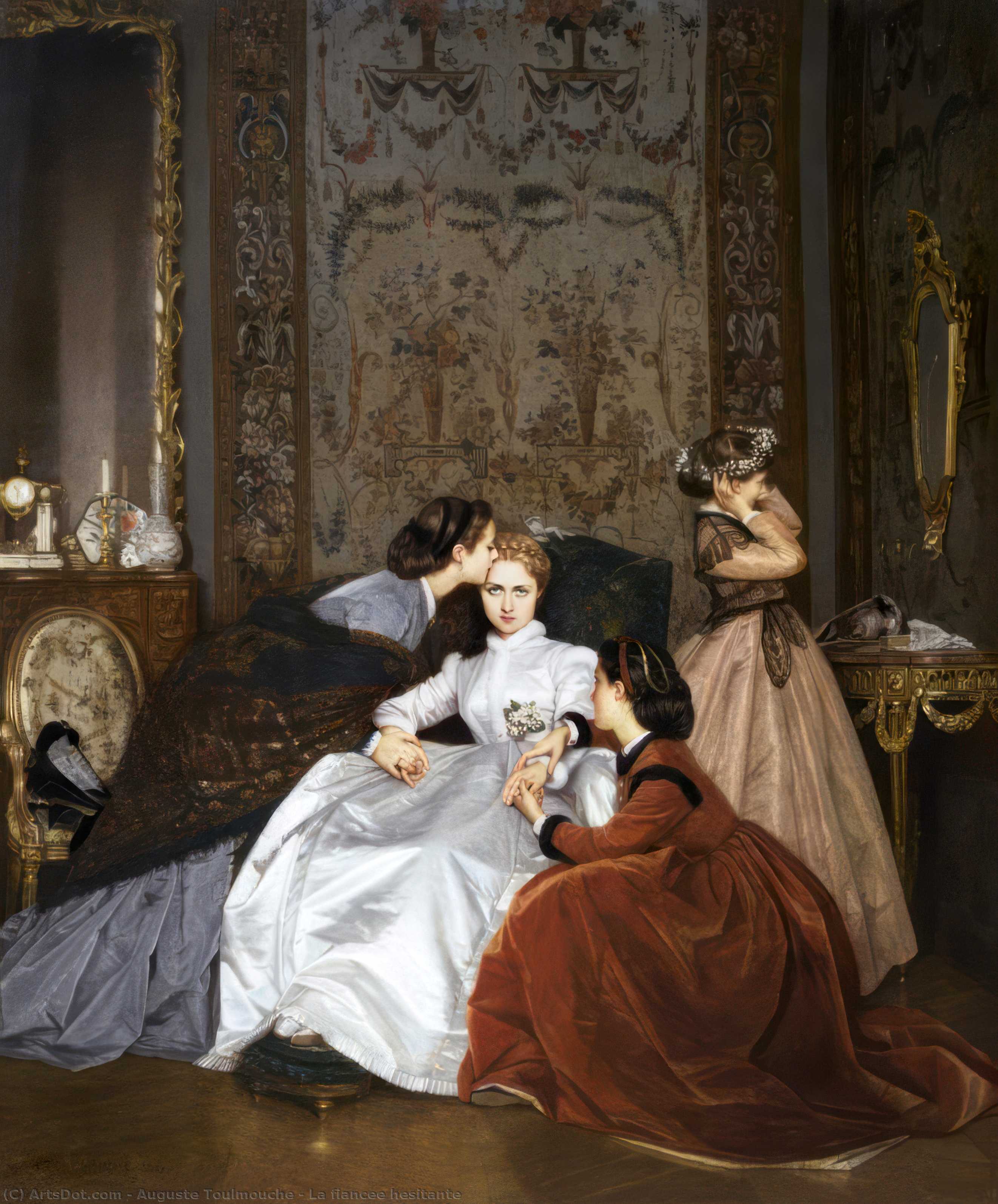 Wikioo.org - The Encyclopedia of Fine Arts - Painting, Artwork by Auguste Toulmouche - La fiancee hesitante