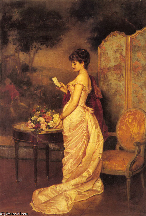 WikiOO.org - Enciclopédia das Belas Artes - Pintura, Arte por Auguste Toulmouche - The love letter