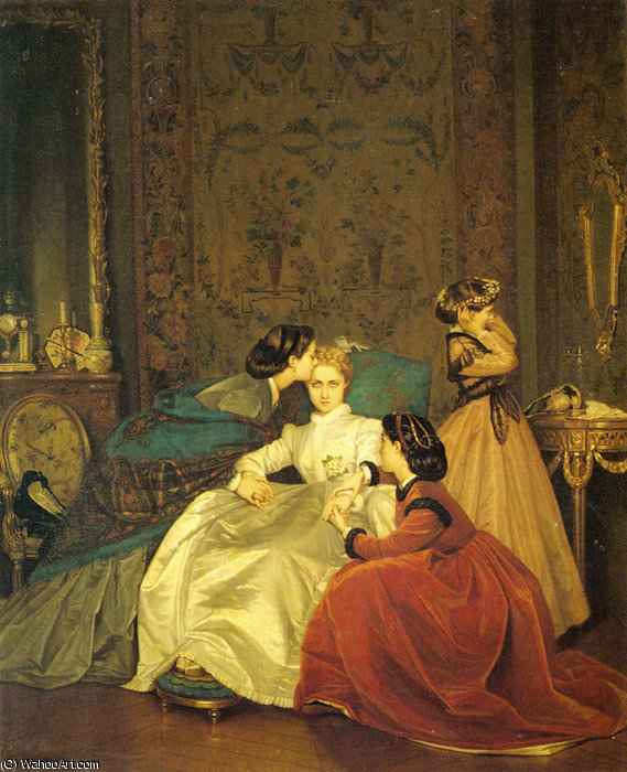 Wikioo.org - The Encyclopedia of Fine Arts - Painting, Artwork by Auguste Toulmouche - The reluctant bride