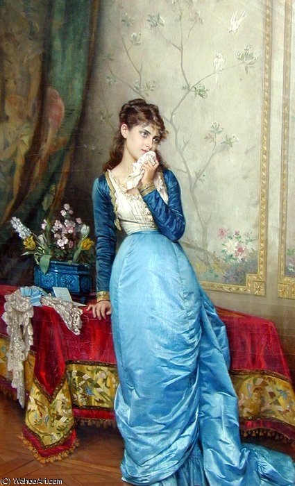 Wikioo.org – L'Enciclopedia delle Belle Arti - Pittura, Opere di Auguste Toulmouche - Agosto la lettera