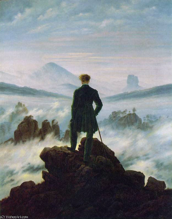 Wikioo.org - The Encyclopedia of Fine Arts - Painting, Artwork by Caspar David Friedrich - Wanderer above the Sea of Fog HSE