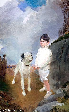 Wikioo.org - The Encyclopedia of Fine Arts - Painting, Artwork by Cecilia Beaux - Lane Lovell and His Dog HTG