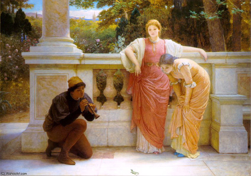 Wikioo.org - The Encyclopedia of Fine Arts - Painting, Artwork by Charles Edward Perugini - The lizard charmer