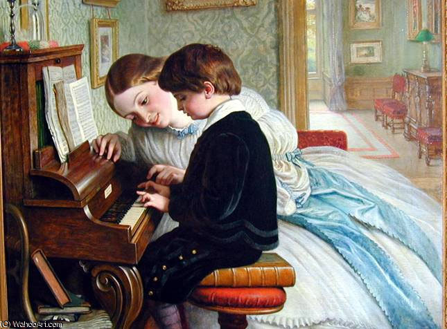 Wikioo.org - The Encyclopedia of Fine Arts - Painting, Artwork by Charles West Cope - The music lesson