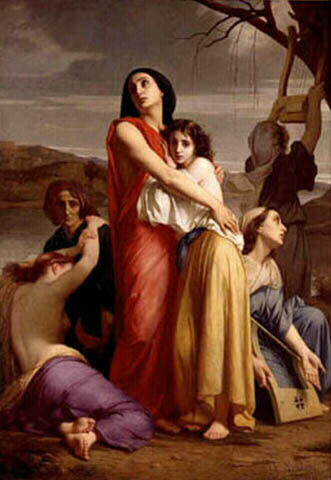 Wikioo.org - The Encyclopedia of Fine Arts - Painting, Artwork by Charles Zacharie Landelle - Les Femmes de Jerusalem captives a Babylone