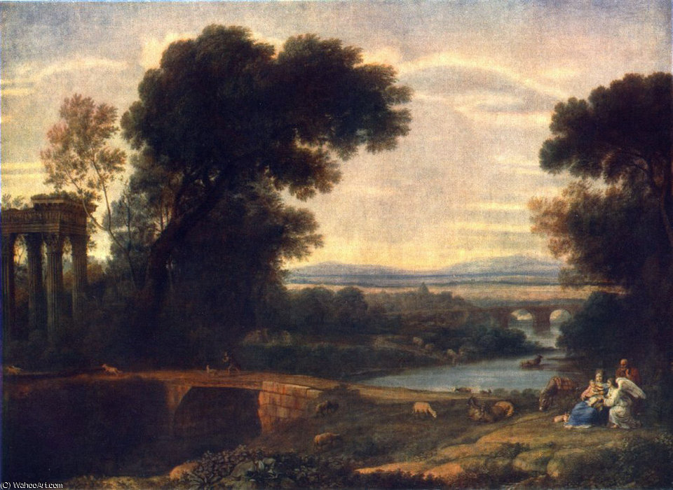 Wikioo.org - The Encyclopedia of Fine Arts - Painting, Artwork by Claude Lorrain (Claude Gellée) - Landscape with Shepherds2