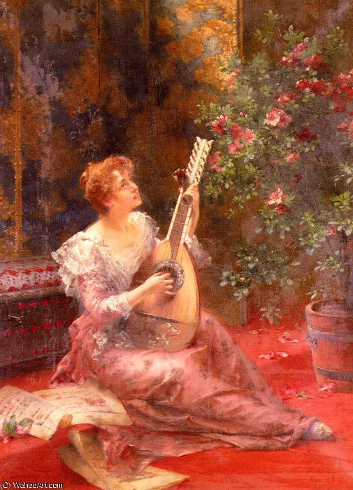 Wikioo.org - The Encyclopedia of Fine Arts - Painting, Artwork by Conrad Kiesel - The lute player