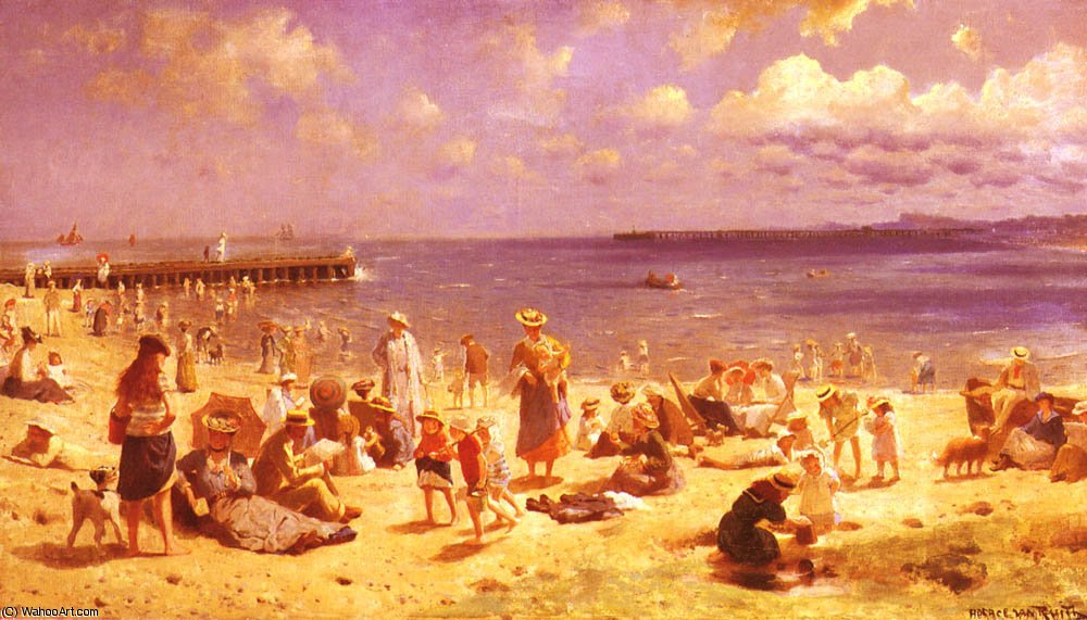 Wikioo.org - The Encyclopedia of Fine Arts - Painting, Artwork by Constant Troyon - Truith Horace van Scene De Plage