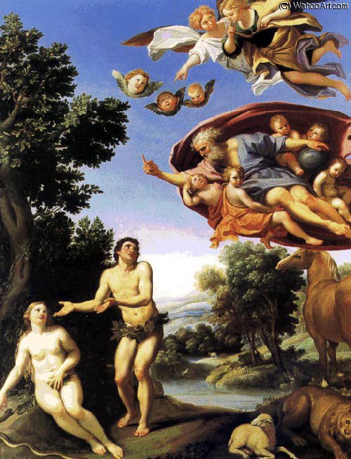 Wikioo.org - The Encyclopedia of Fine Arts - Painting, Artwork by Domenichino (Domenico Zampieri) - Adam and Eve