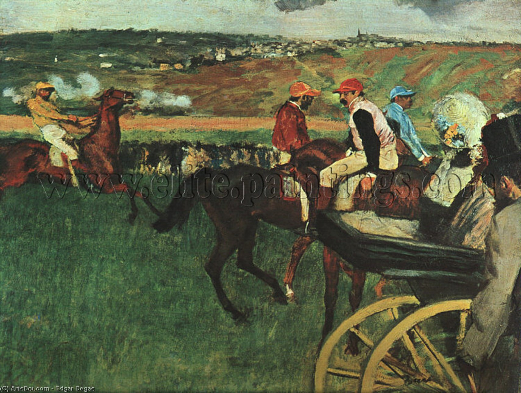 Wikioo.org – La Enciclopedia de las Bellas Artes - Pintura, Obras de arte de Edgar Degas - En las carreras