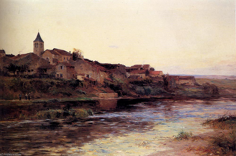 Wikioo.org - The Encyclopedia of Fine Arts - Painting, Artwork by Edmond Marie Petitjean - A french river town