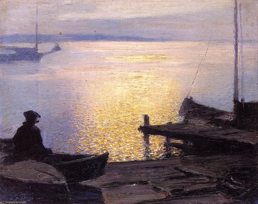 WikiOO.org - Encyclopedia of Fine Arts - Maalaus, taideteos Edward Henry Potthast - Along the Mystic River