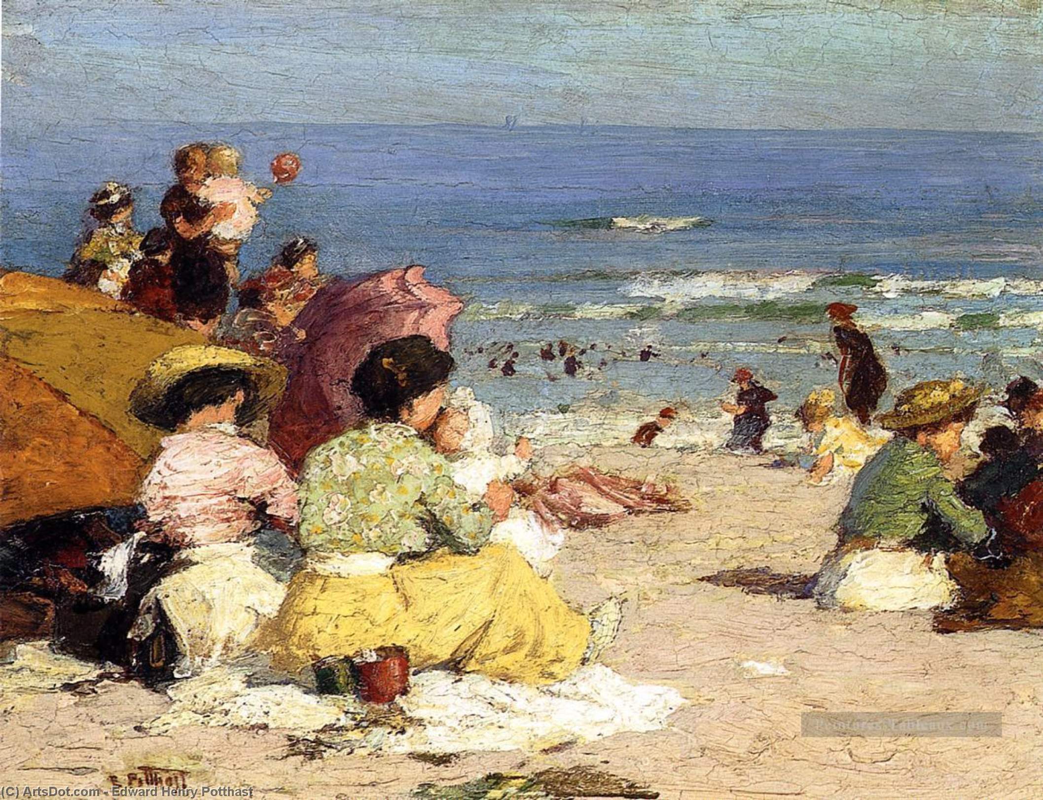 WikiOO.org - Encyclopedia of Fine Arts - Festés, Grafika Edward Henry Potthast - beach scene