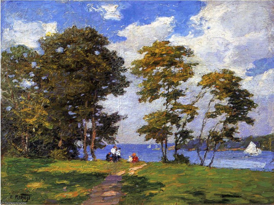Wikioo.org - The Encyclopedia of Fine Arts - Painting, Artwork by Edward Henry Potthast - Landscape by the Shore aka The Picnic