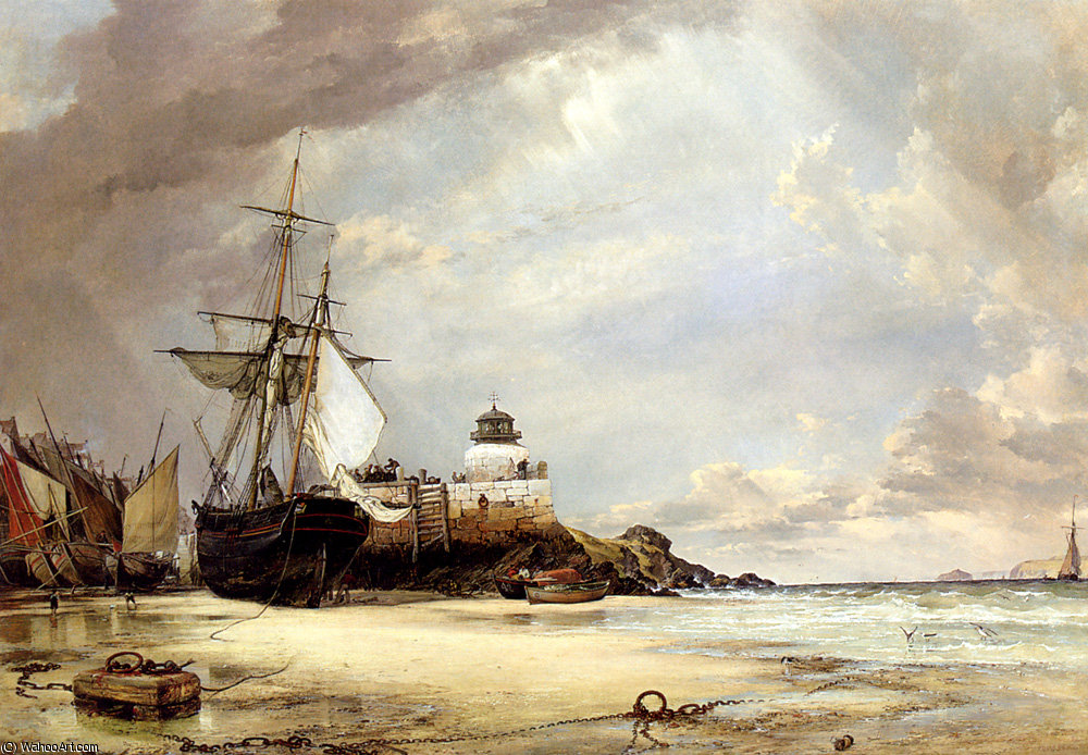 WikiOO.org - Енциклопедія образотворчого мистецтва - Живопис, Картини
 Edward William Cooke - The Pier And bay Of St Ives Cornwall
