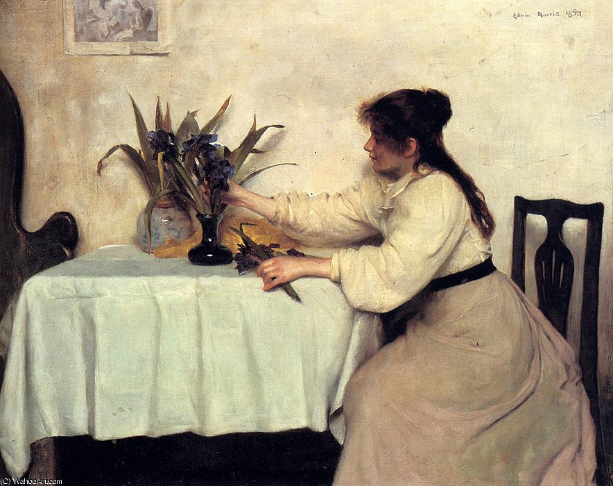WikiOO.org - Encyclopedia of Fine Arts - Maleri, Artwork Edwin Harris - Arranging the irises