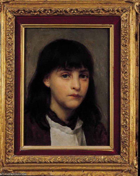 Wikioo.org - The Encyclopedia of Fine Arts - Painting, Artwork by Edwin Harris - Portrait of a Young Girl