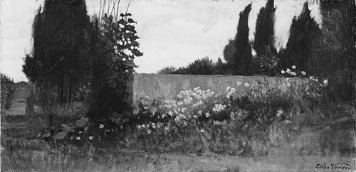WikiOO.org - אנציקלופדיה לאמנויות יפות - ציור, יצירות אמנות Elihu Vedder - Cypress and poppies