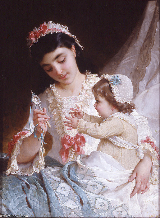 Wikioo.org – L'Encyclopédie des Beaux Arts - Peinture, Oeuvre de Emile Munier - Nd 10 distraire le bébé