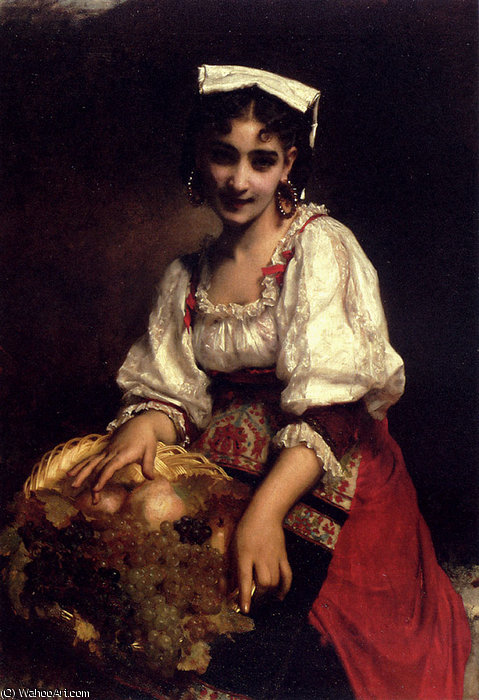 Wikioo.org - สารานุกรมวิจิตรศิลป์ - จิตรกรรม Etienne Adolphe Piot - An italian beauty